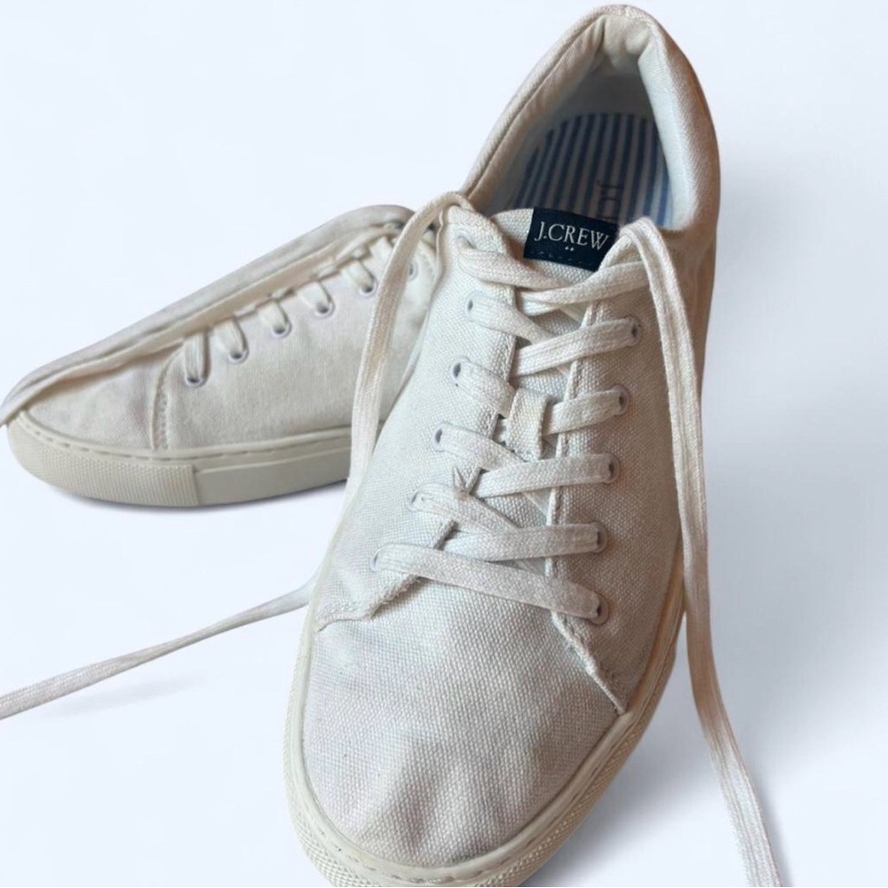J. Crew White Canvas Roadtrip Low-Top Sneakers SZ 9.5